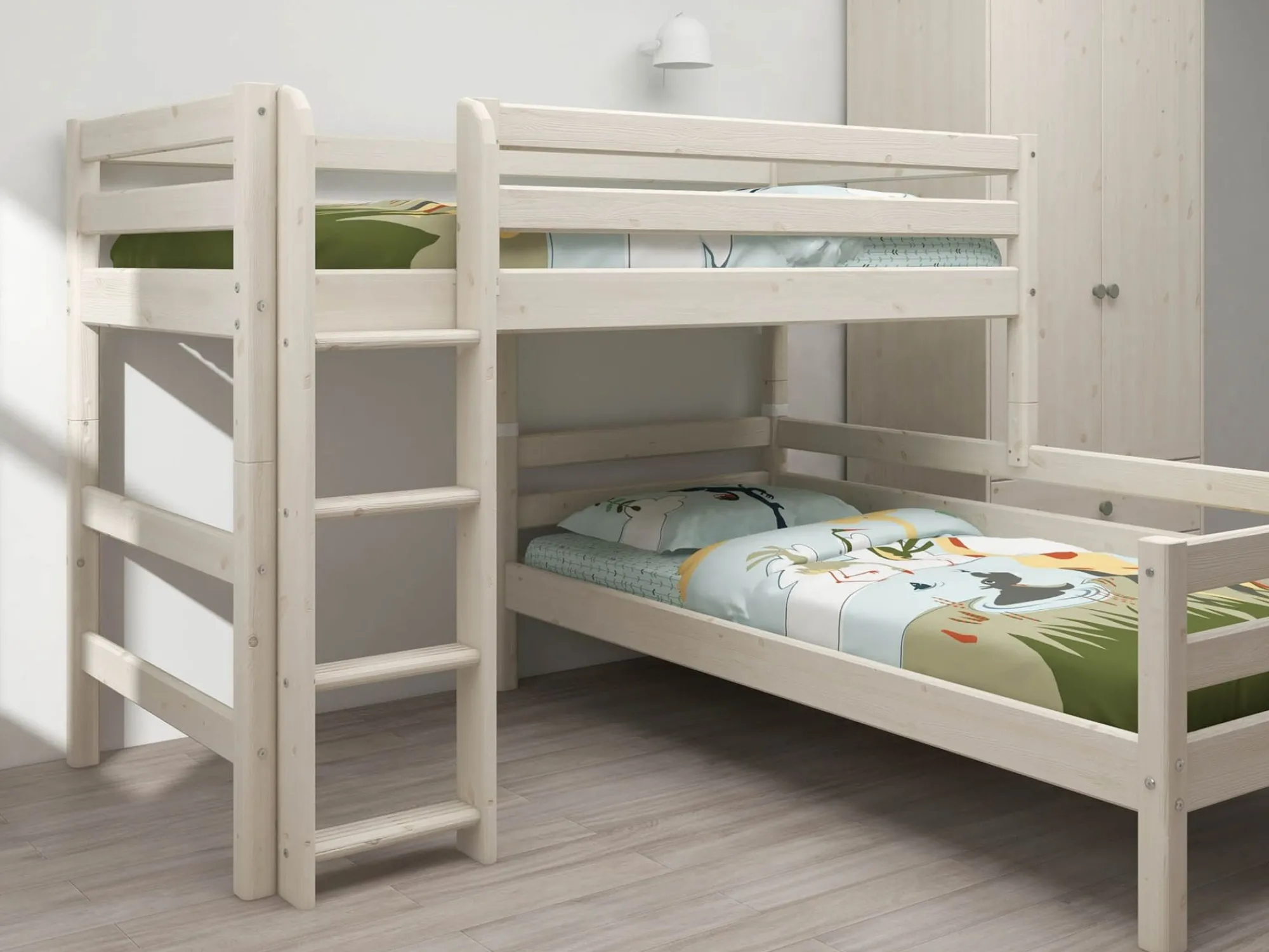 Discount FLEXA Mellemhoj Seng Med Enkeltseng White Washed Pine