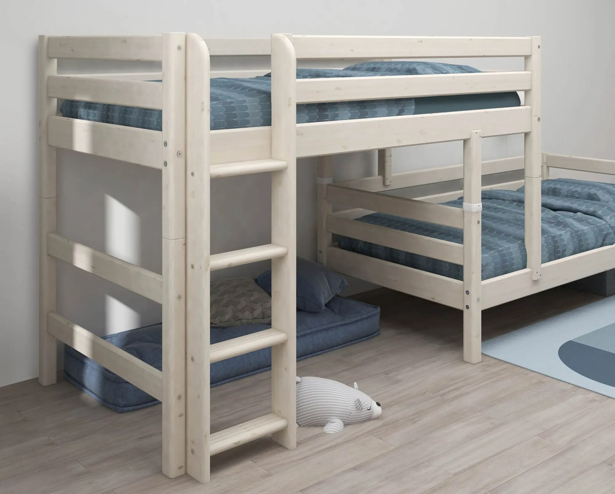 Discount FLEXA Mellemhoj Seng Med Enkeltseng White Washed Pine