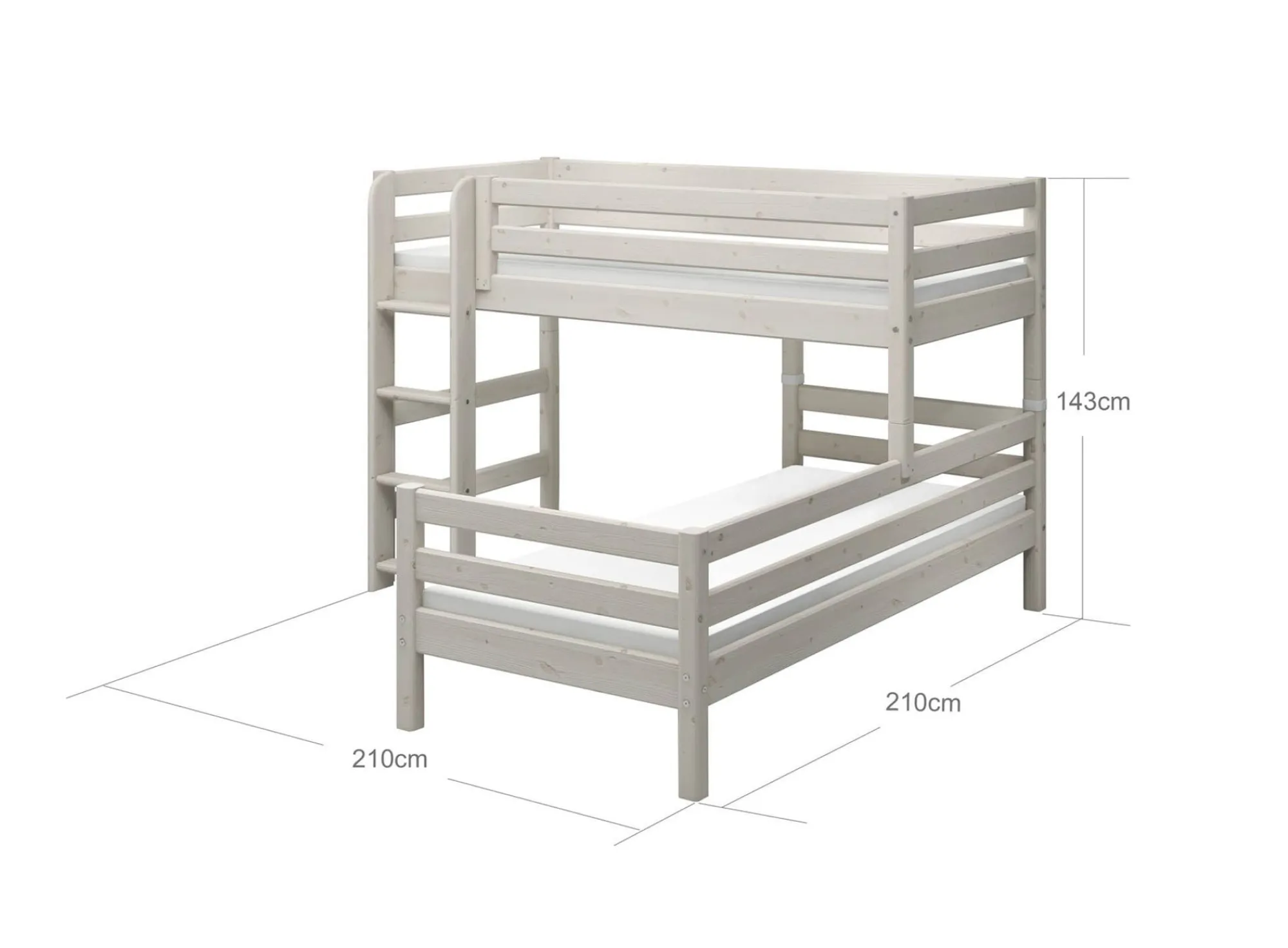 Discount FLEXA Mellemhoj Seng Med Enkeltseng White Washed Pine