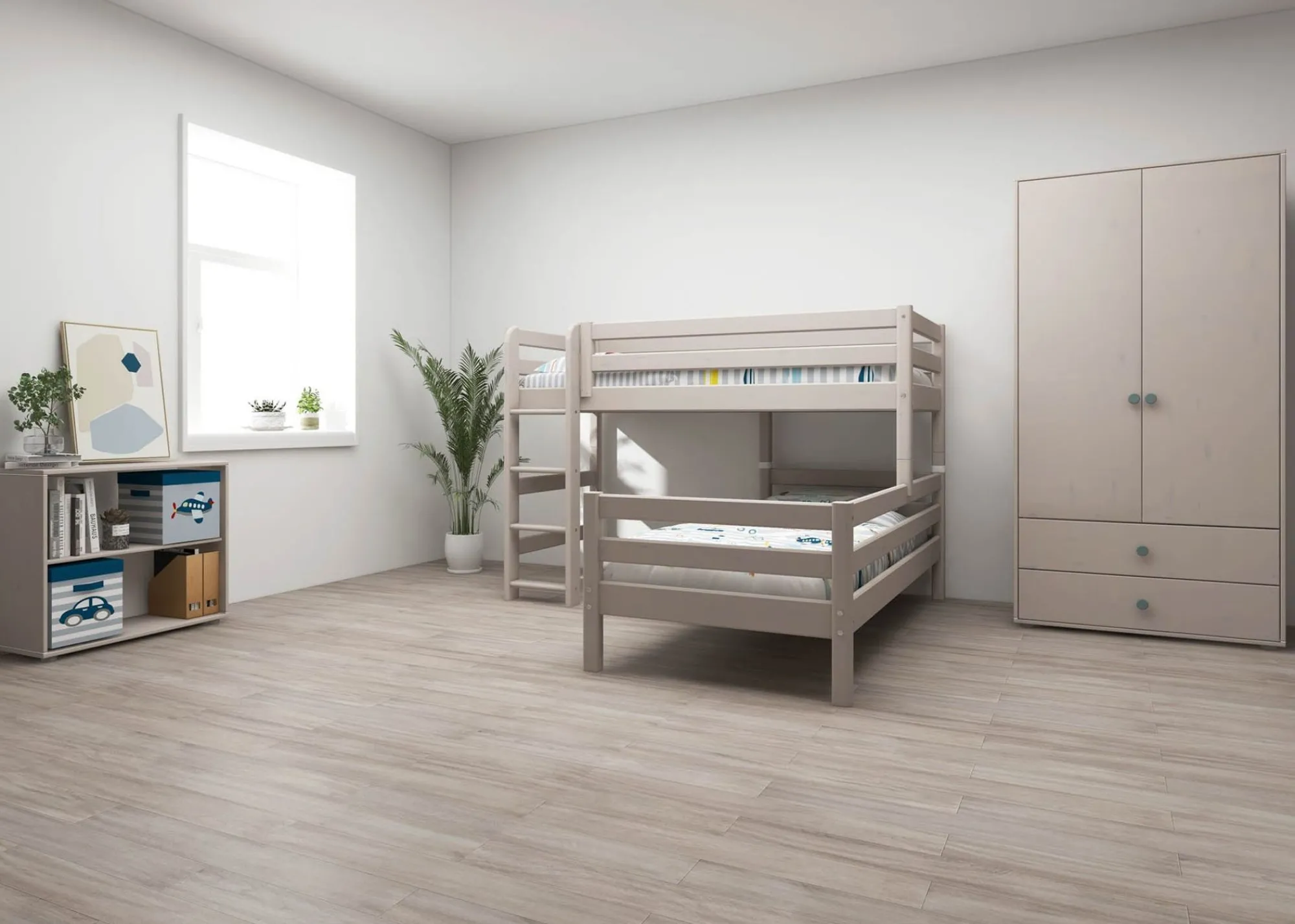 Flash Sale FLEXA Mellemhoj Seng Med Enkeltseng Grey Washed Pine