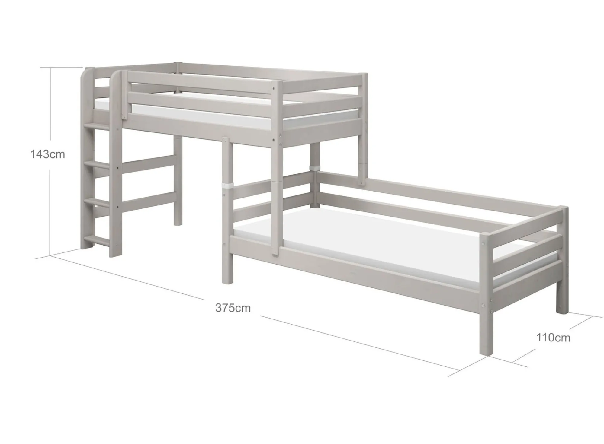 Flash Sale FLEXA Mellemhoj Seng Med Enkeltseng Grey Washed Pine