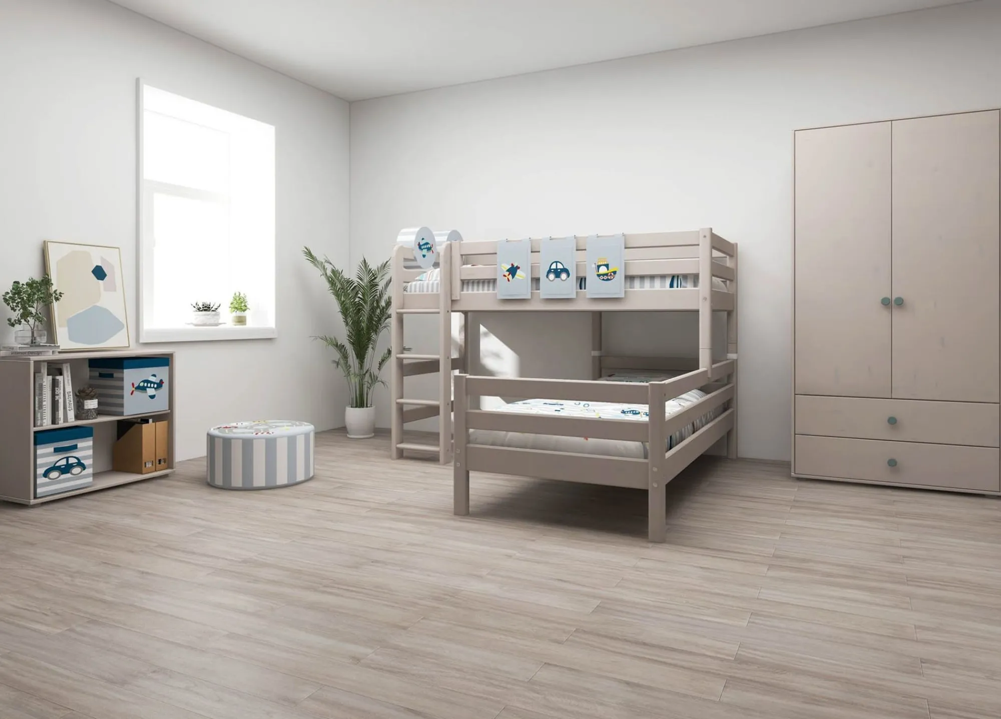 Flash Sale FLEXA Mellemhoj Seng Med Enkeltseng Grey Washed Pine