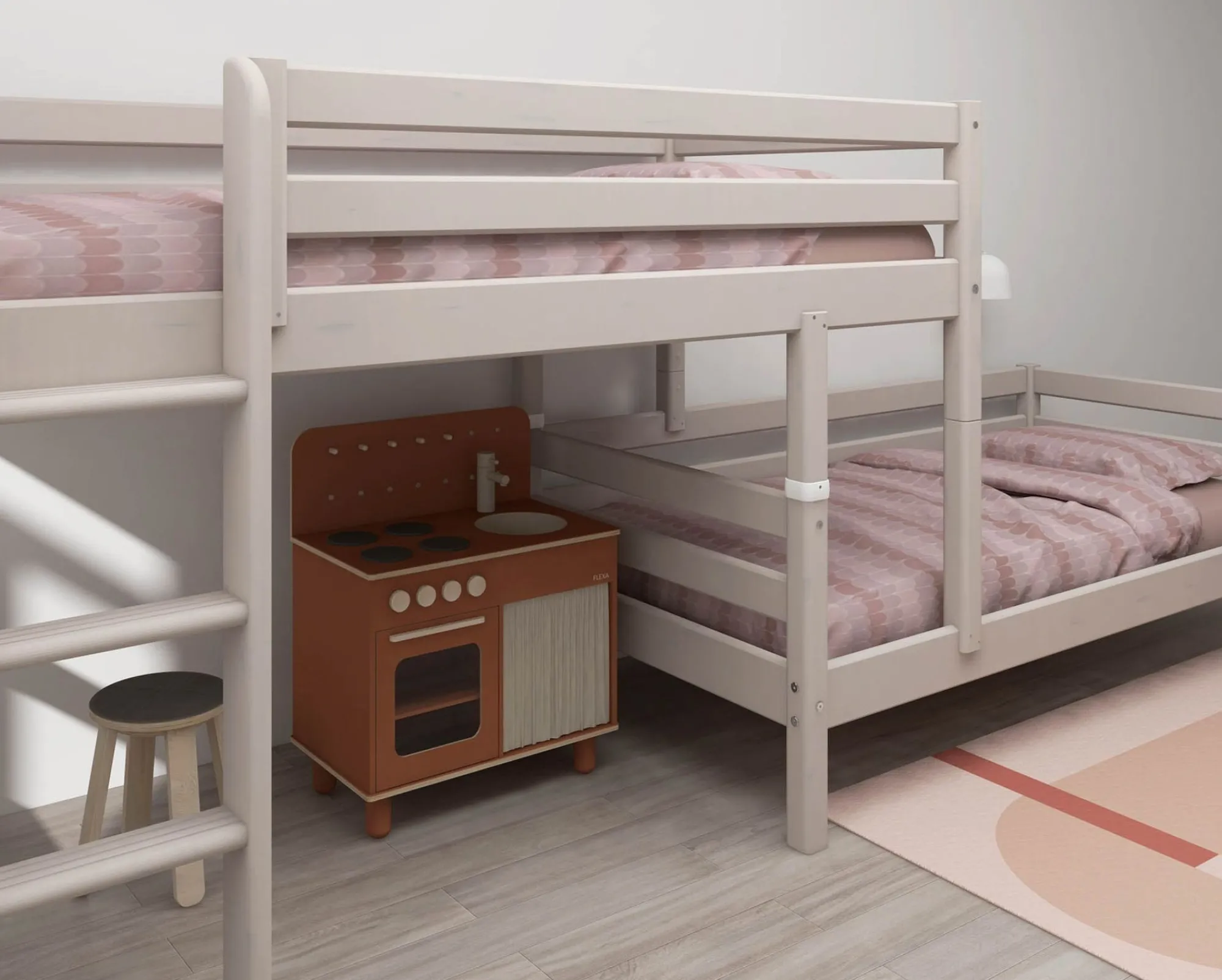Flash Sale FLEXA Mellemhoj Seng Med Enkeltseng Grey Washed Pine
