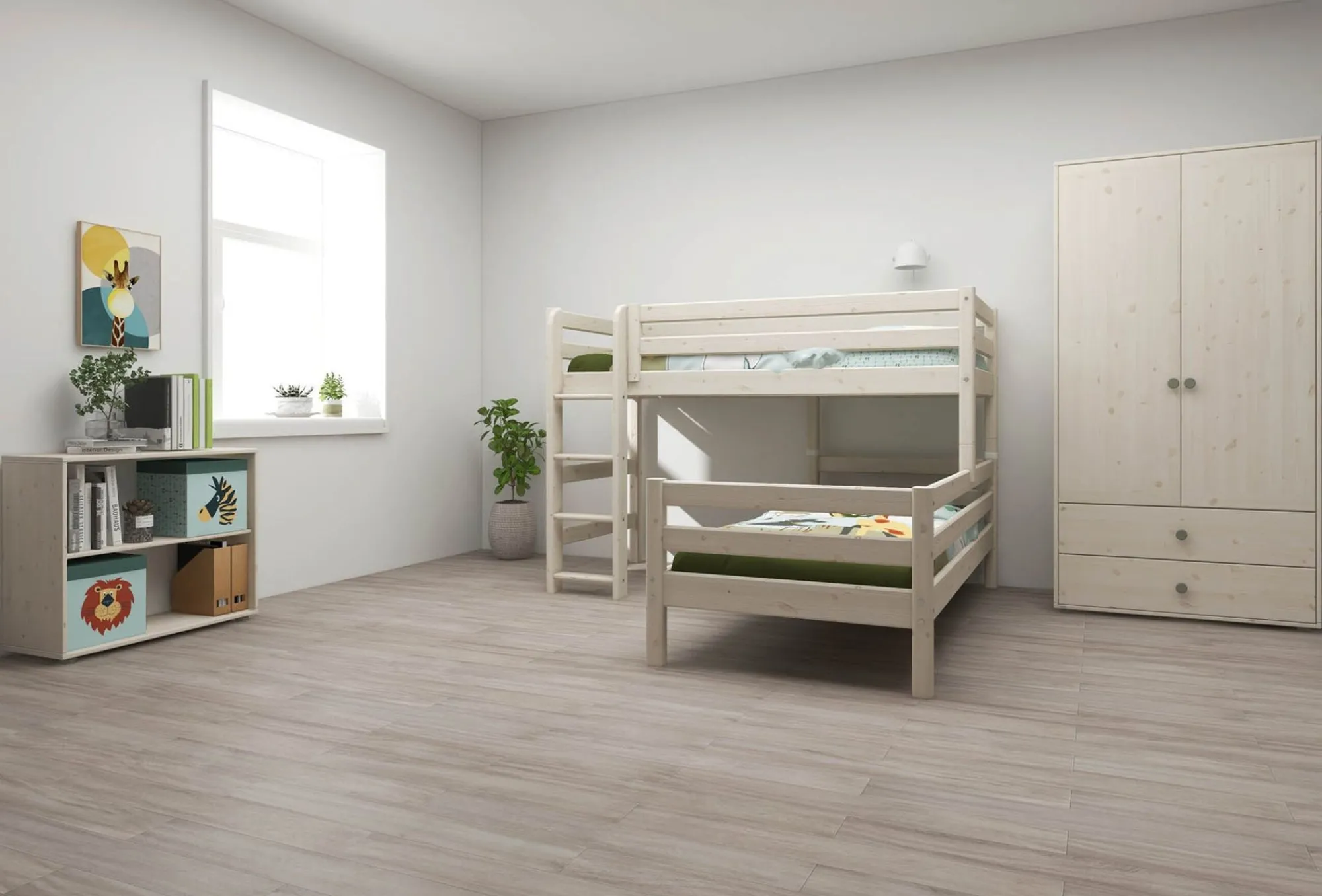 Cheap FLEXA Mellemhoj Seng Med Enkeltseng White Washed Pine