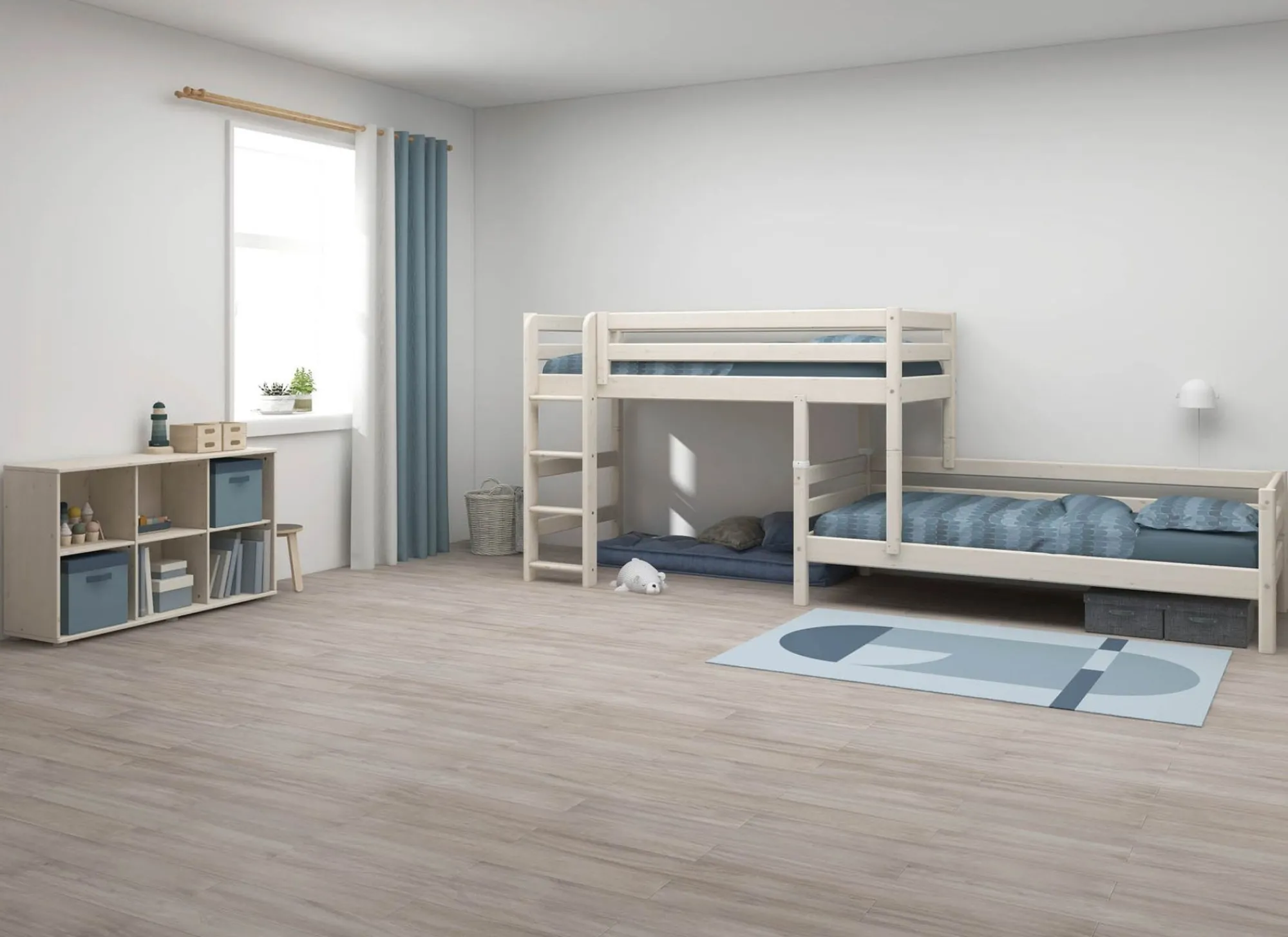 Cheap FLEXA Mellemhoj Seng Med Enkeltseng White Washed Pine