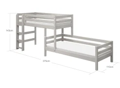 Cheap FLEXA Mellemhoj Seng Med Enkeltseng Grey Washed Pine