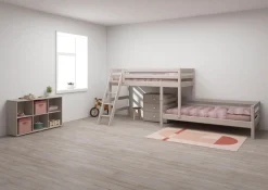 Best Sale FLEXA Mellemhoj Seng Med Enkeltseng Grey Washed Pine