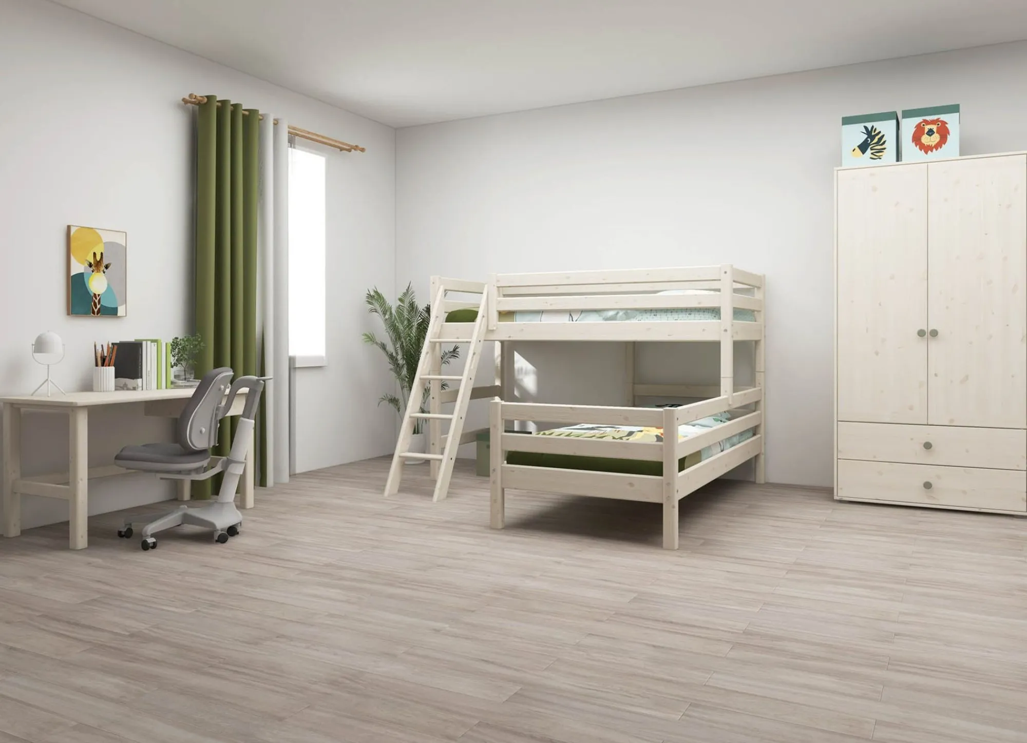 Discount FLEXA Mellemhoj Seng Med Enkeltseng White Washed Pine