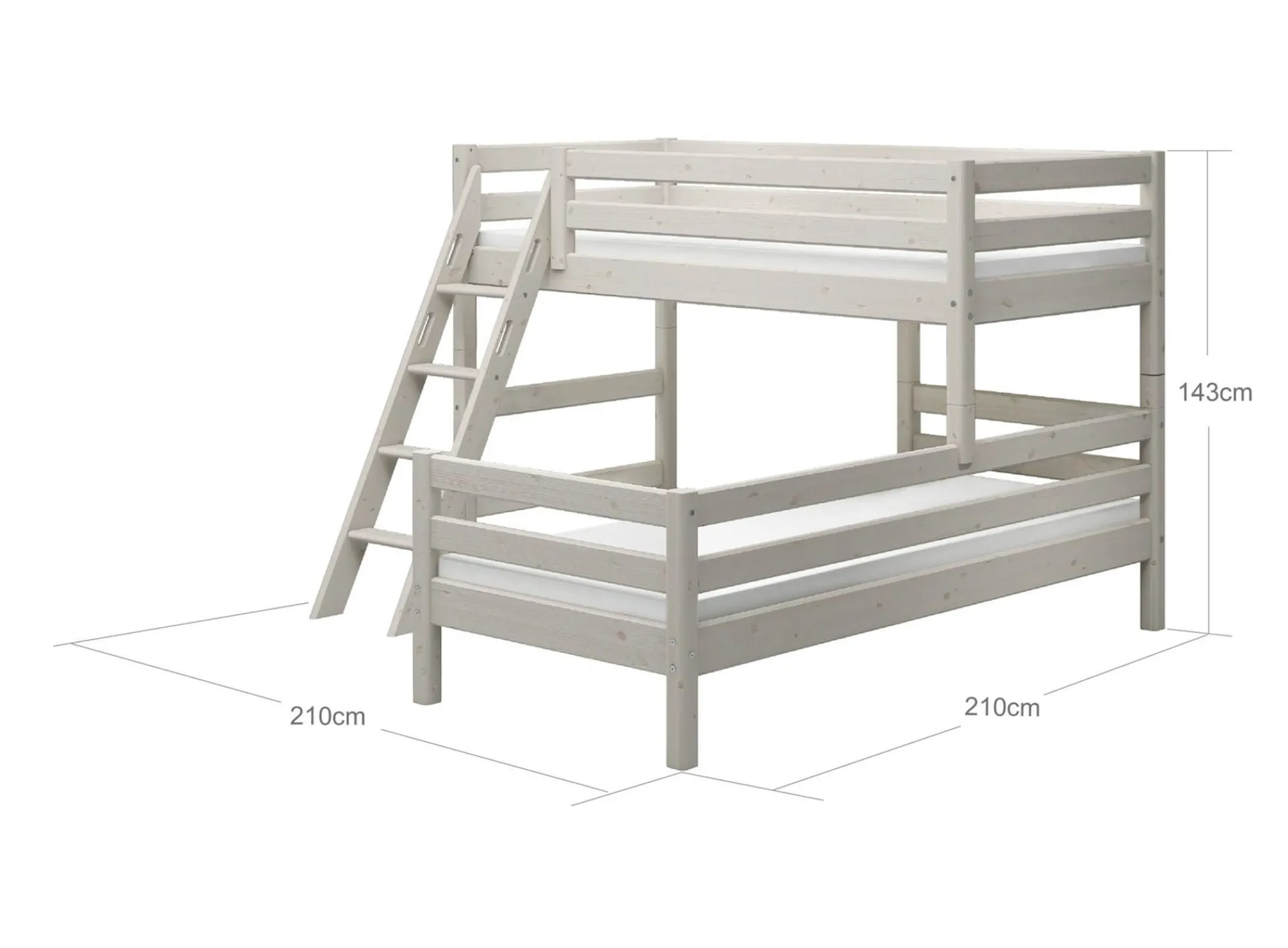 Discount FLEXA Mellemhoj Seng Med Enkeltseng White Washed Pine