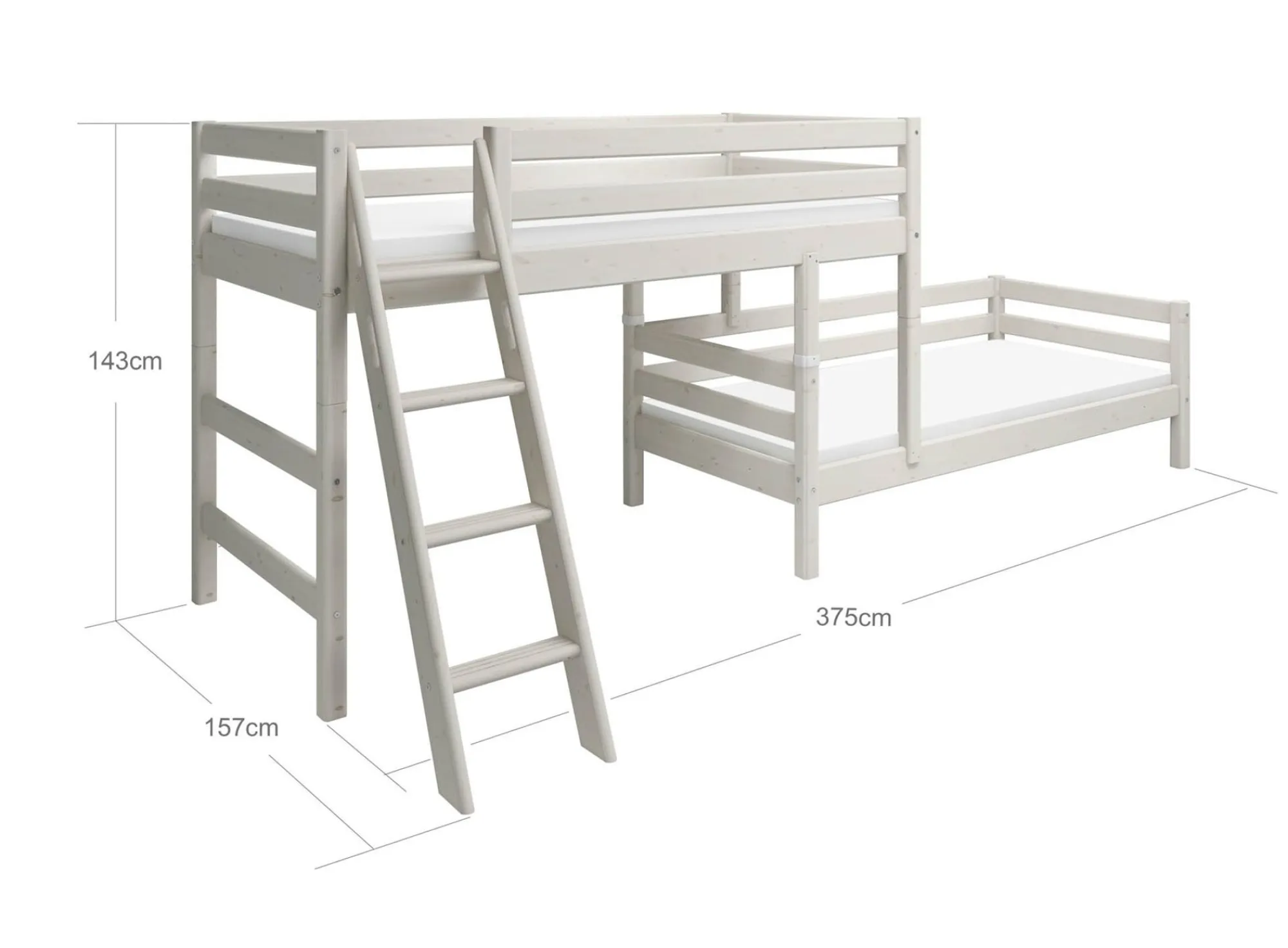 Discount FLEXA Mellemhoj Seng Med Enkeltseng White Washed Pine
