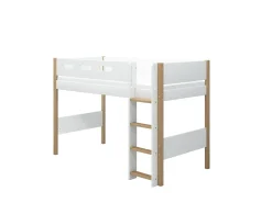 Cheap FLEXA Mellemhoj Seng Med Lige Stige White/Oak