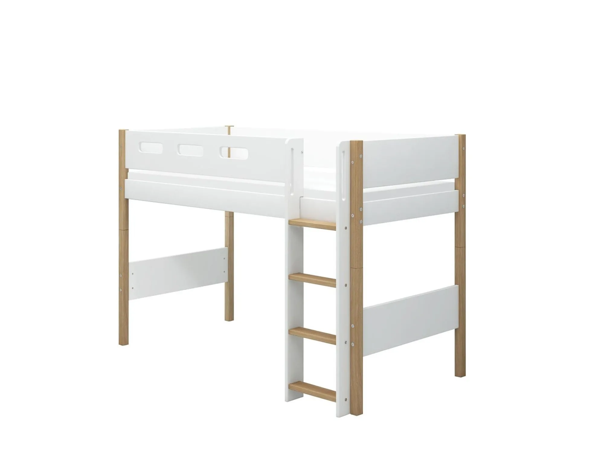 Cheap FLEXA Mellemhoj Seng Med Lige Stige White/Oak