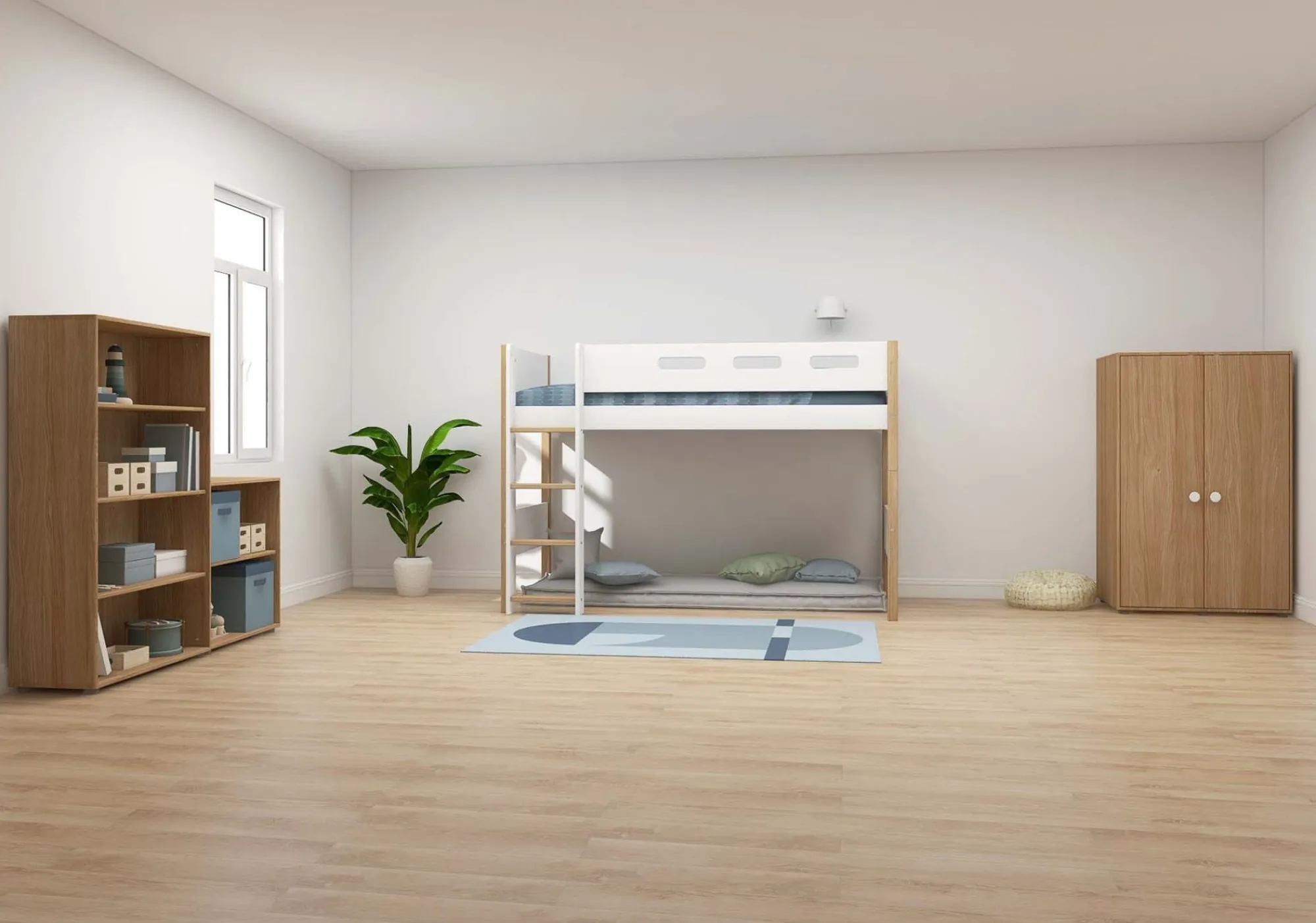 Cheap FLEXA Mellemhoj Seng Med Lige Stige White/Oak