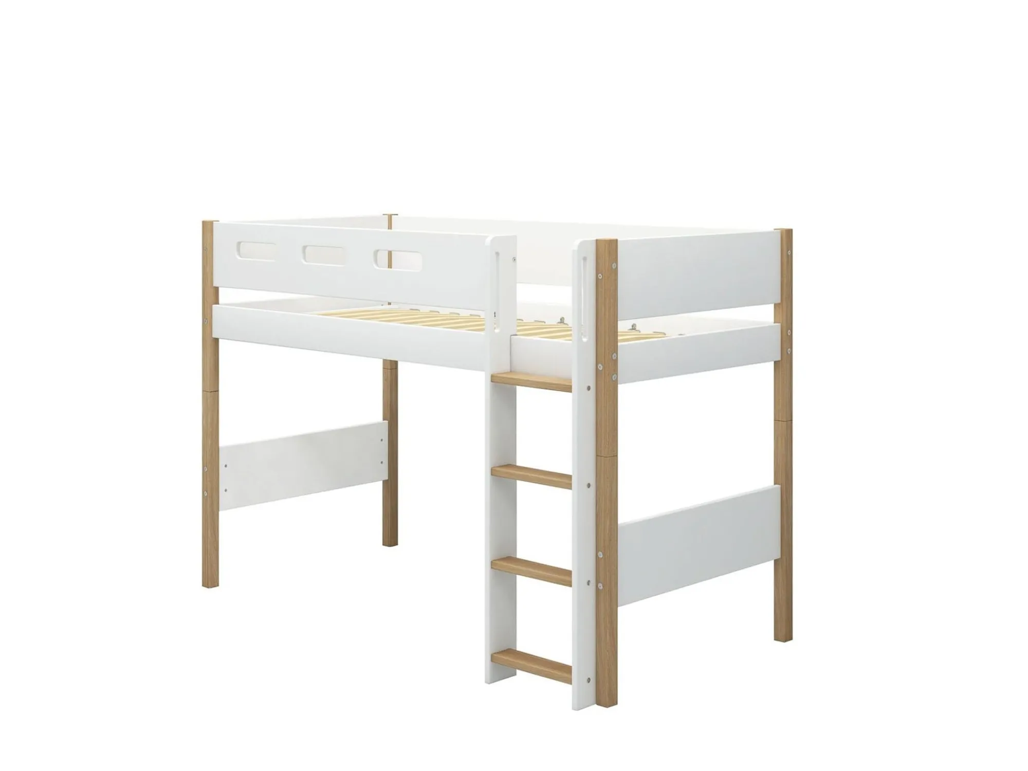 Cheap FLEXA Mellemhoj Seng Med Lige Stige White/Oak