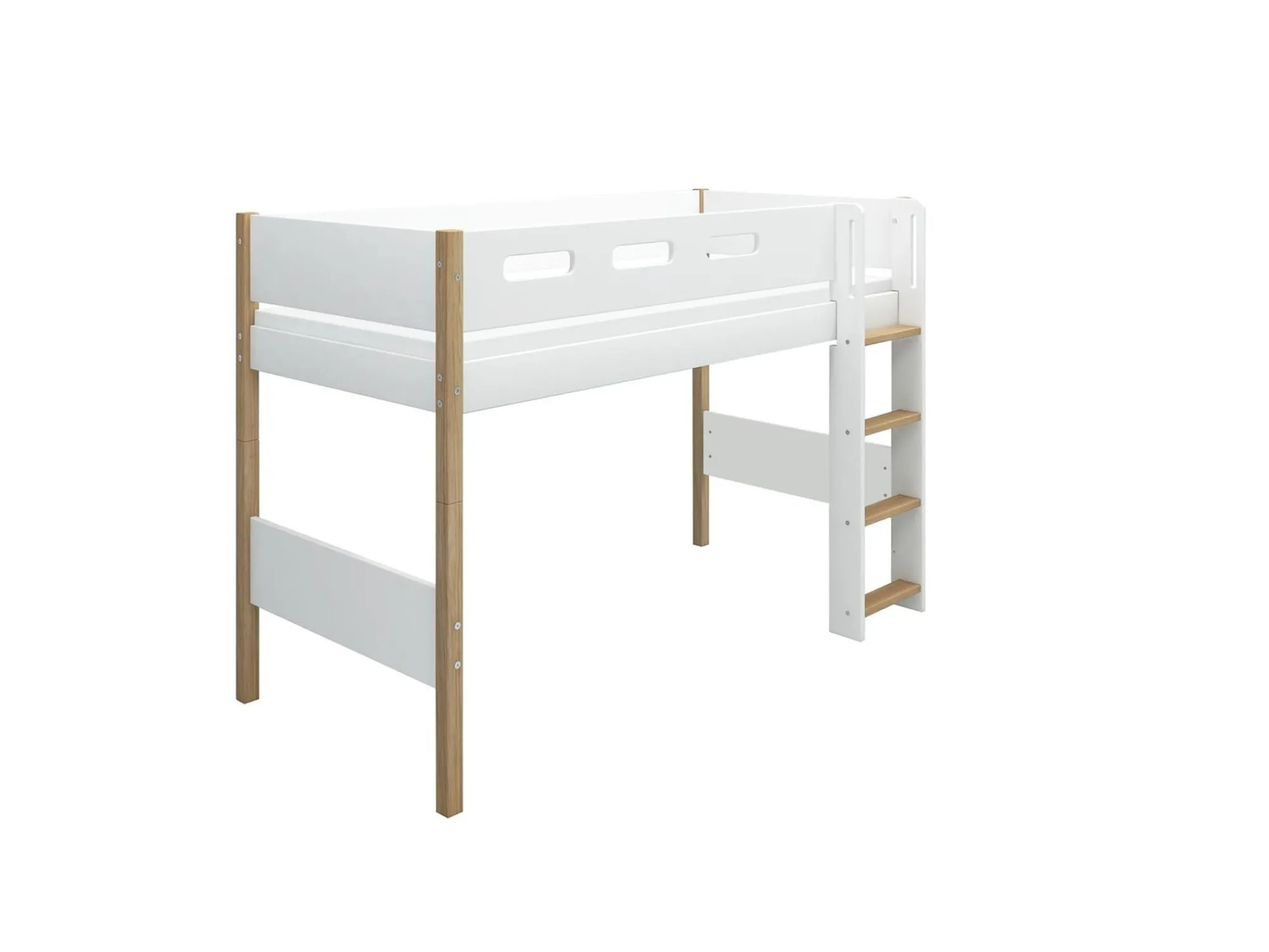 Cheap FLEXA Mellemhoj Seng Med Lige Stige White/Oak