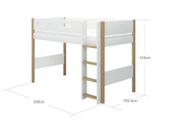 Cheap FLEXA Mellemhoj Seng Med Lige Stige White/Oak