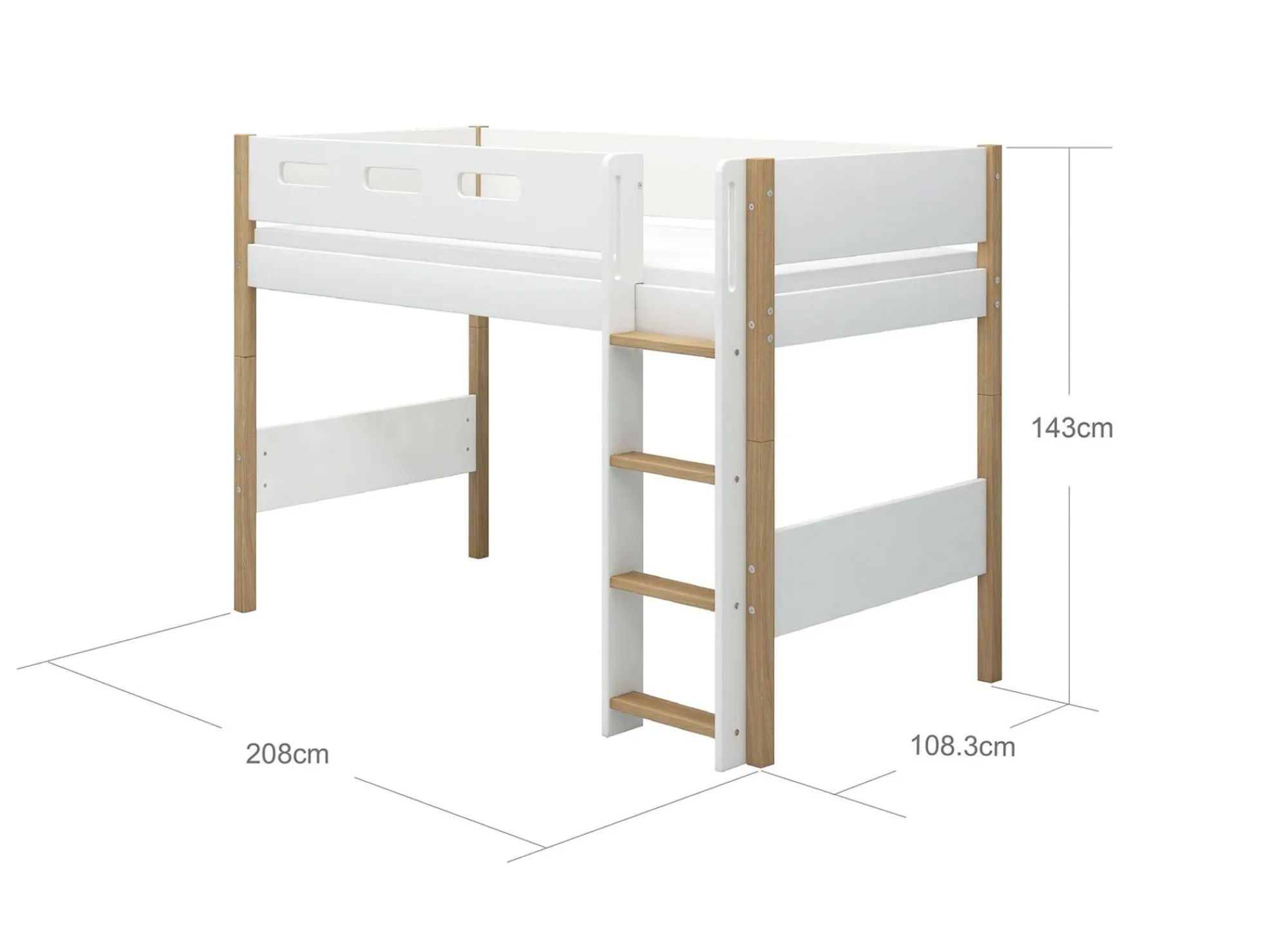 Cheap FLEXA Mellemhoj Seng Med Lige Stige White/Oak