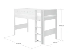 New FLEXA Mellemhoj Seng Med Lige Stige White