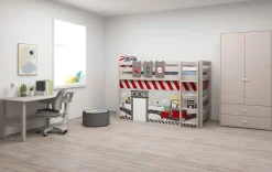 Best FLEXA Mellemhoj Seng Med Lige Stige Grey Washed Pine