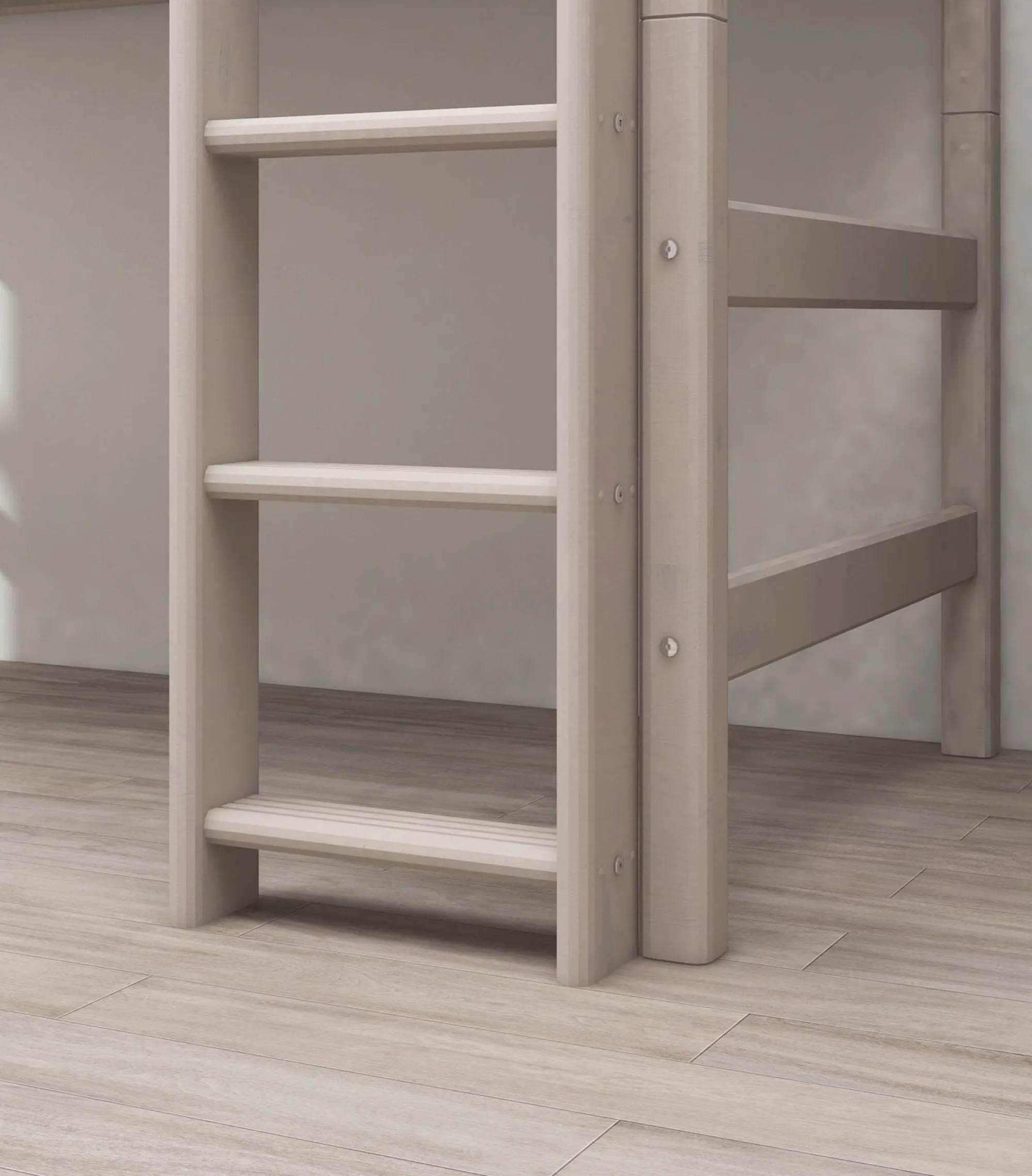 Best FLEXA Mellemhoj Seng Med Lige Stige Grey Washed Pine