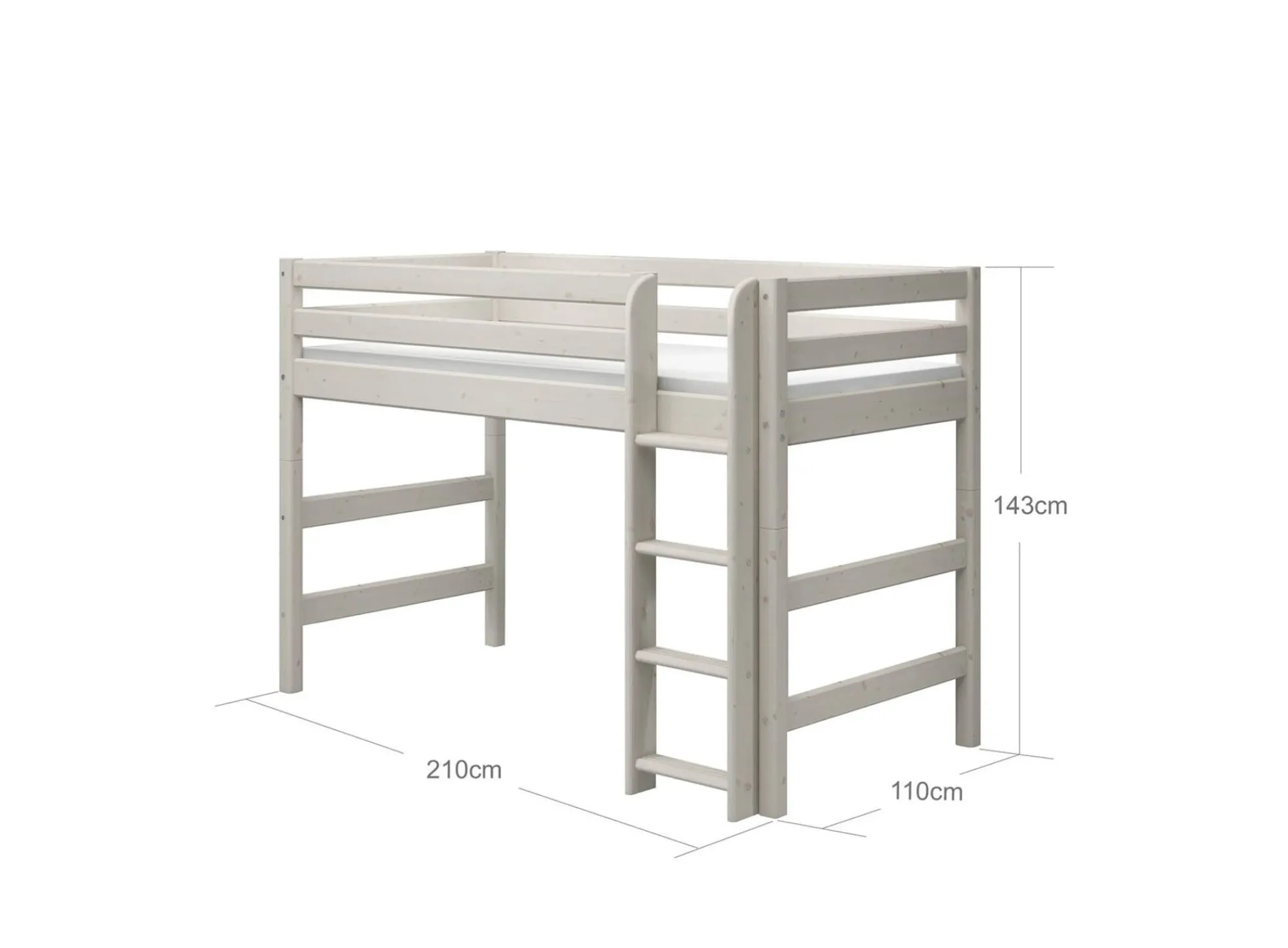 Discount FLEXA Mellemhoj Seng Med Lige Stige White Washed Pine