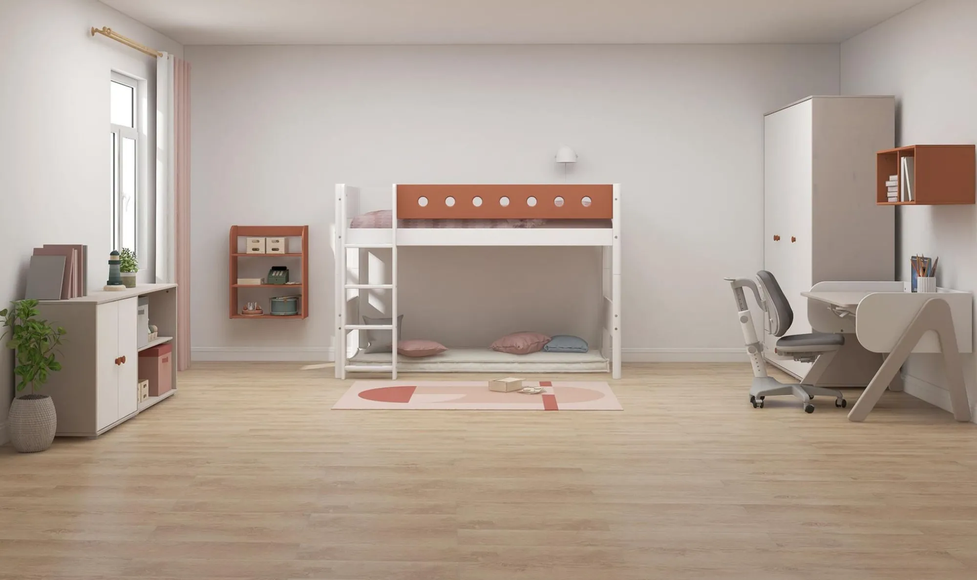 Outlet FLEXA Mellemhoj Seng Med Lige Stige White/Blush