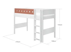Outlet FLEXA Mellemhoj Seng Med Lige Stige White/Blush
