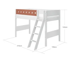 Online FLEXA Mellemhoj Seng Med Skra Stige White/Blush