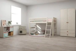 Shop FLEXA Mellemhoj Seng Med Skra Stige White Washed Pine