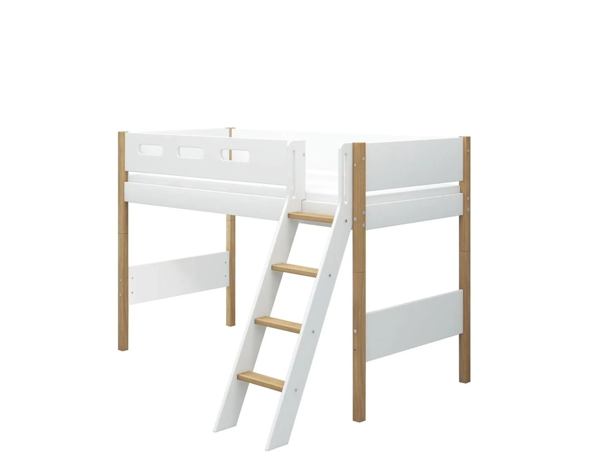 Best FLEXA Mellemhoj Seng Med Skra Stige White/Oak