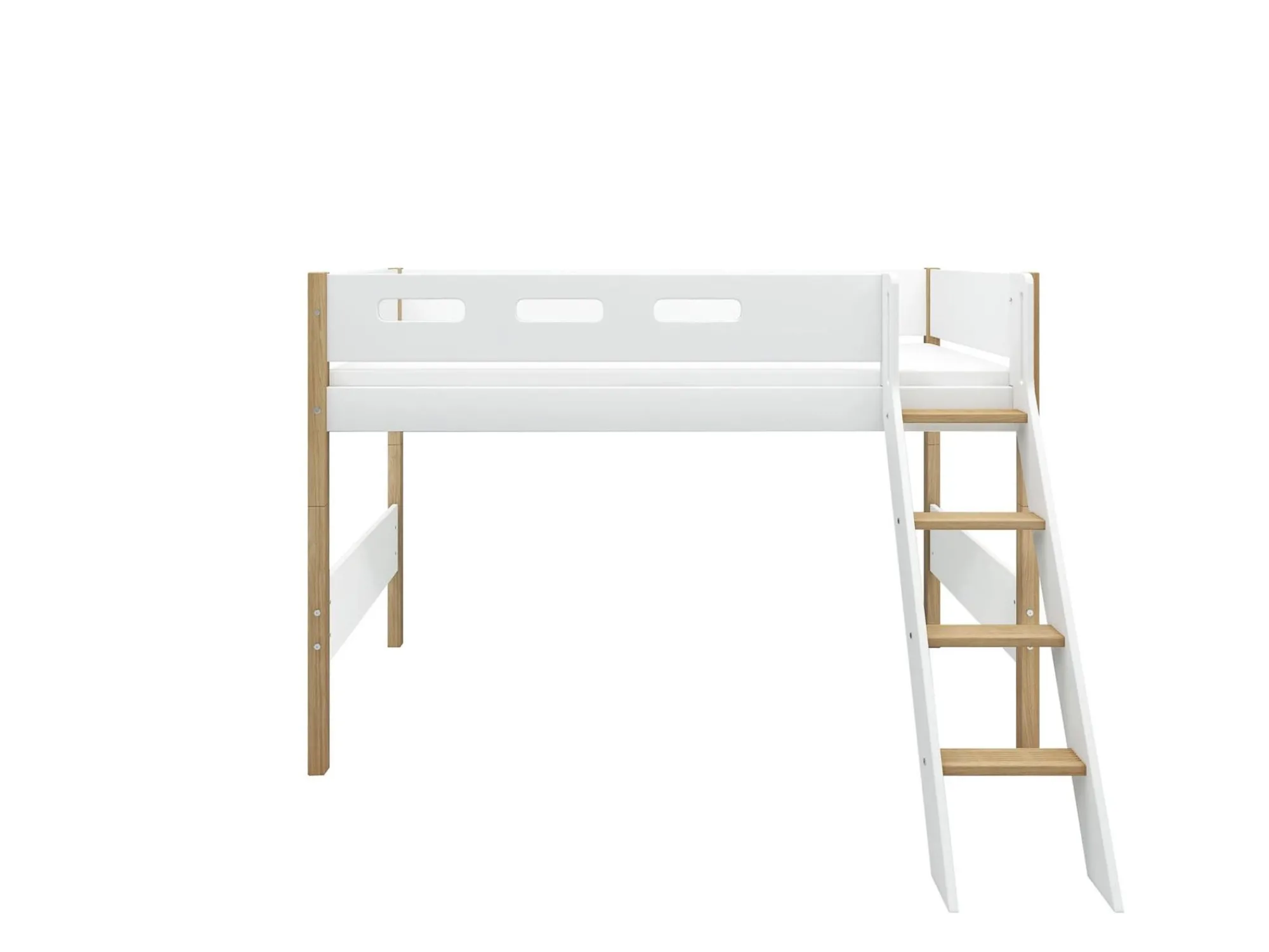 Best FLEXA Mellemhoj Seng Med Skra Stige White/Oak