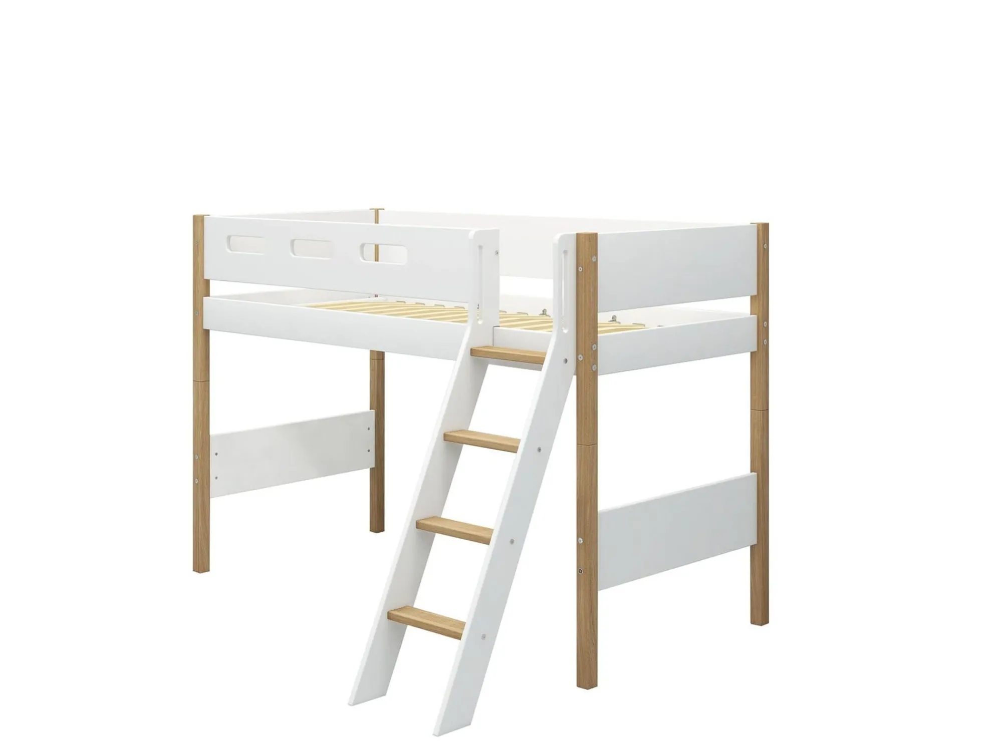 Best FLEXA Mellemhoj Seng Med Skra Stige White/Oak