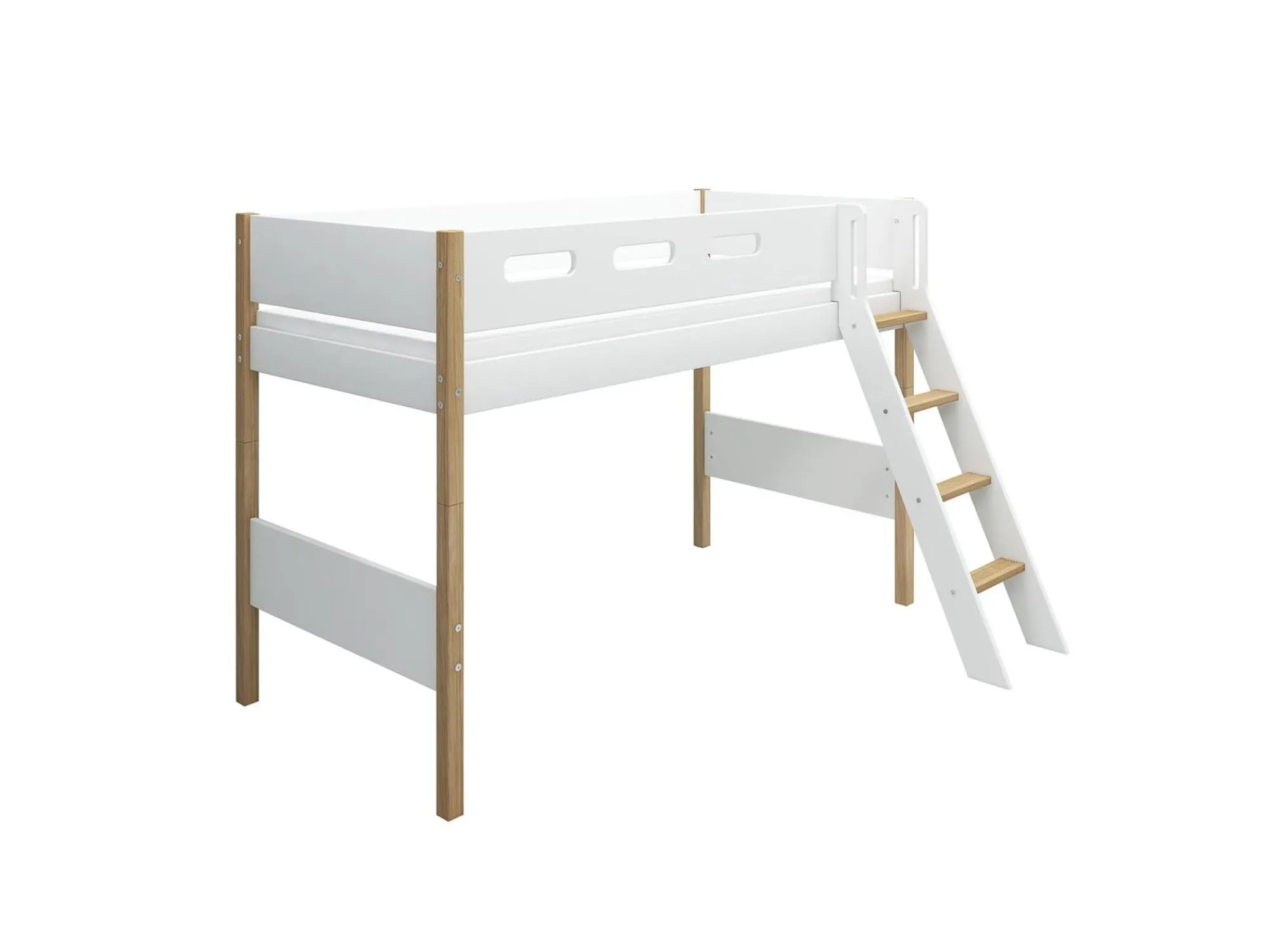Best FLEXA Mellemhoj Seng Med Skra Stige White/Oak