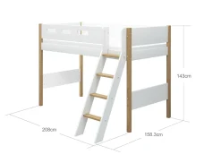 Best FLEXA Mellemhoj Seng Med Skra Stige White/Oak