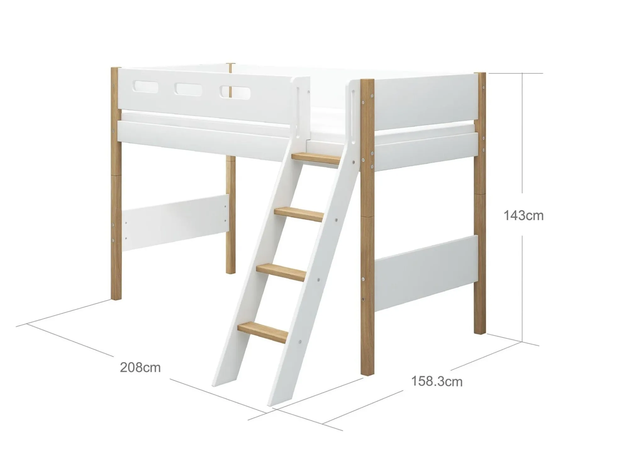 Best FLEXA Mellemhoj Seng Med Skra Stige White/Oak