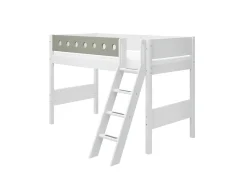 Clearance FLEXA Mellemhoj Seng Med Skra Stige White/Natural Green
