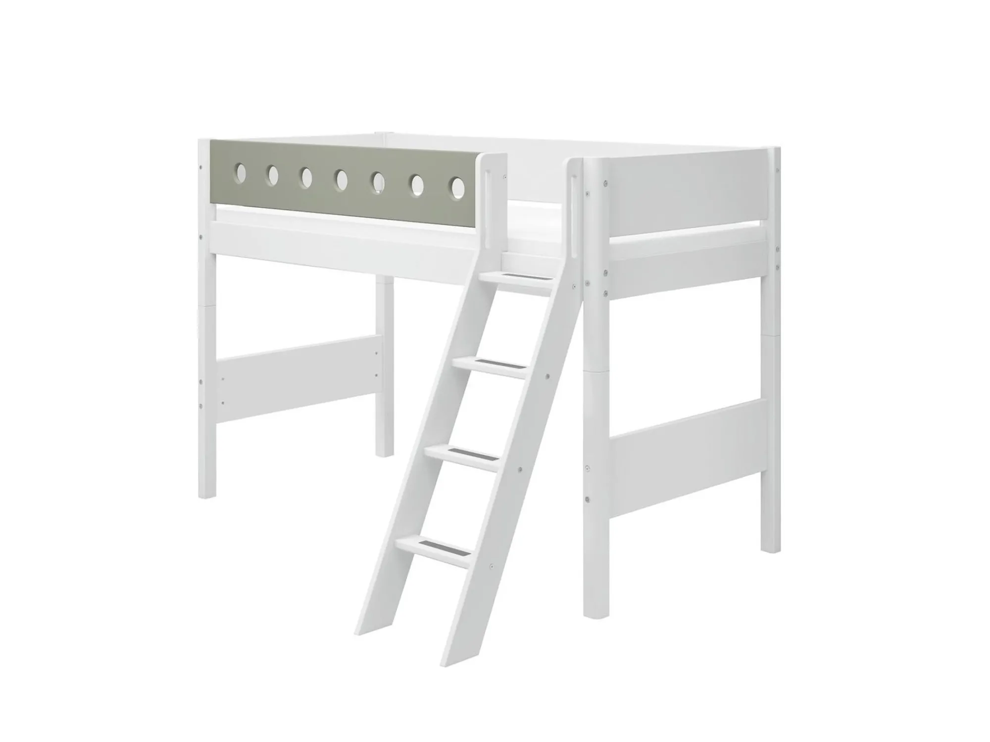 Clearance FLEXA Mellemhoj Seng Med Skra Stige White/Natural Green