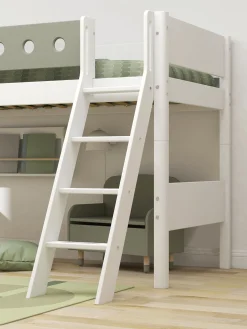 Clearance FLEXA Mellemhoj Seng Med Skra Stige White/Natural Green