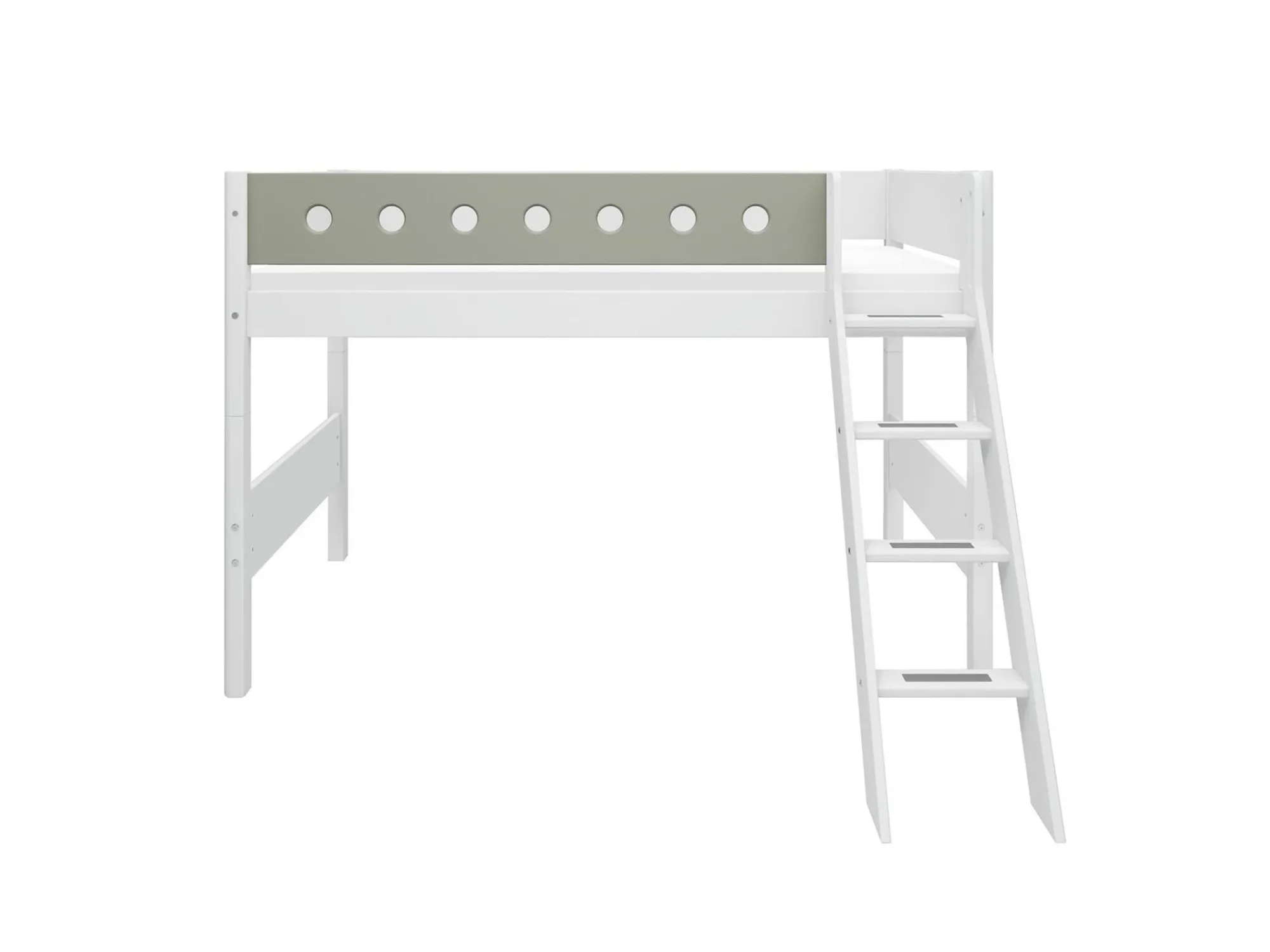 Clearance FLEXA Mellemhoj Seng Med Skra Stige White/Natural Green