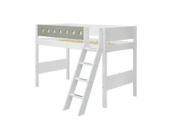 Clearance FLEXA Mellemhoj Seng Med Skra Stige White/Natural Green