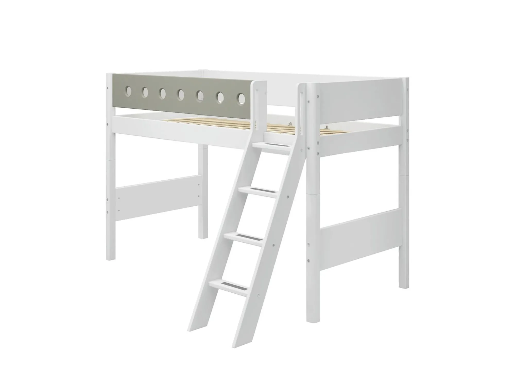 Clearance FLEXA Mellemhoj Seng Med Skra Stige White/Natural Green