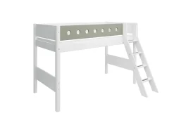 Clearance FLEXA Mellemhoj Seng Med Skra Stige White/Natural Green