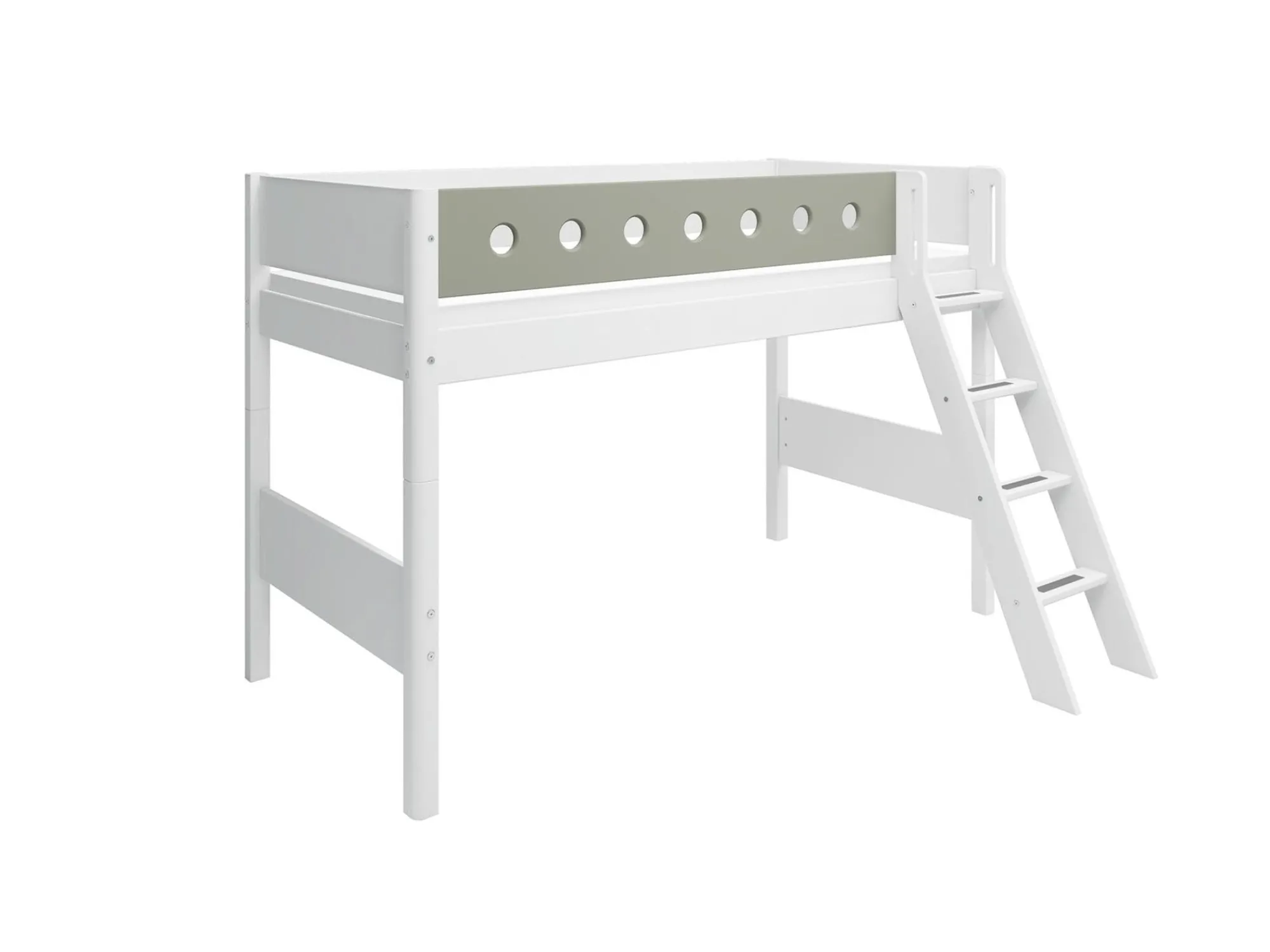 Clearance FLEXA Mellemhoj Seng Med Skra Stige White/Natural Green