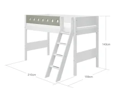 Clearance FLEXA Mellemhoj Seng Med Skra Stige White/Natural Green
