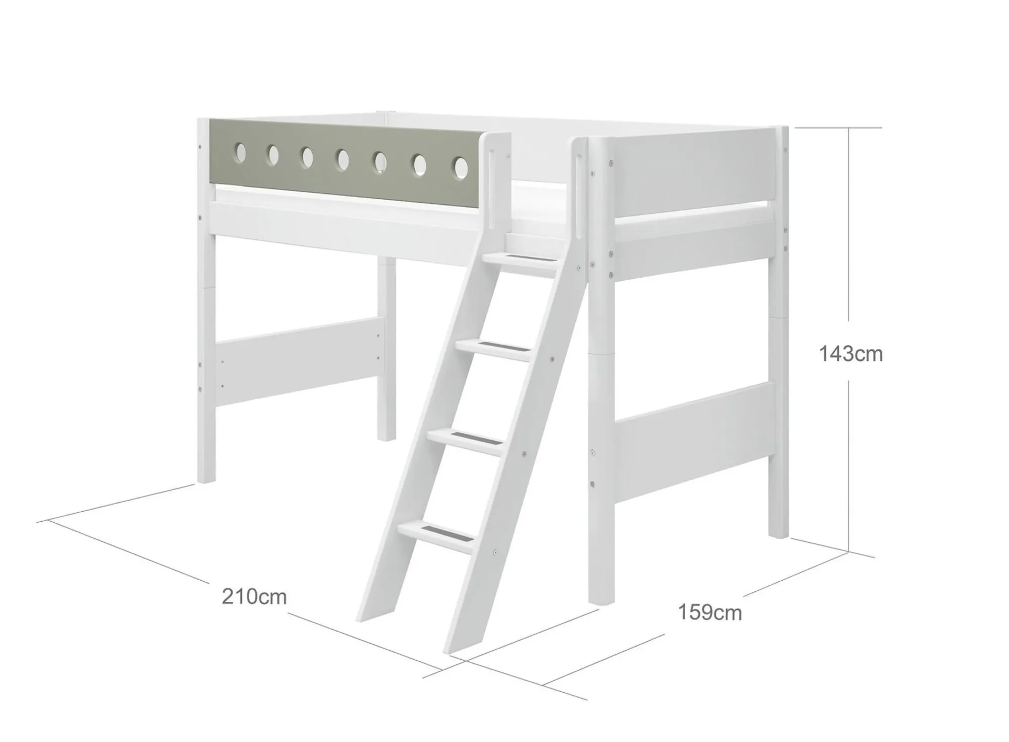 Clearance FLEXA Mellemhoj Seng Med Skra Stige White/Natural Green