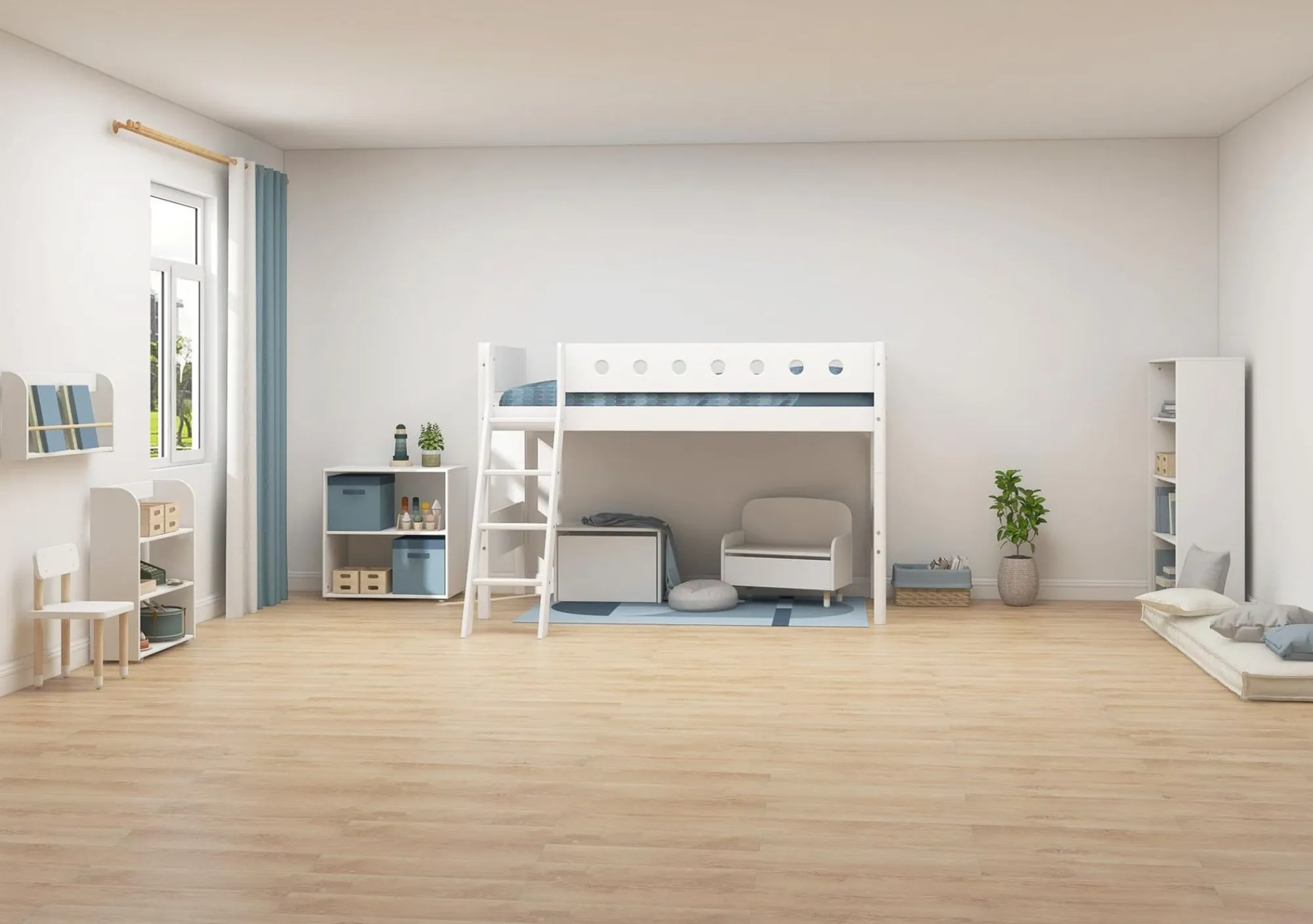 Clearance FLEXA Mellemhoj Seng Med Skra Stige White