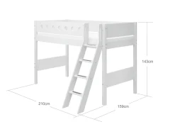 Clearance FLEXA Mellemhoj Seng Med Skra Stige White
