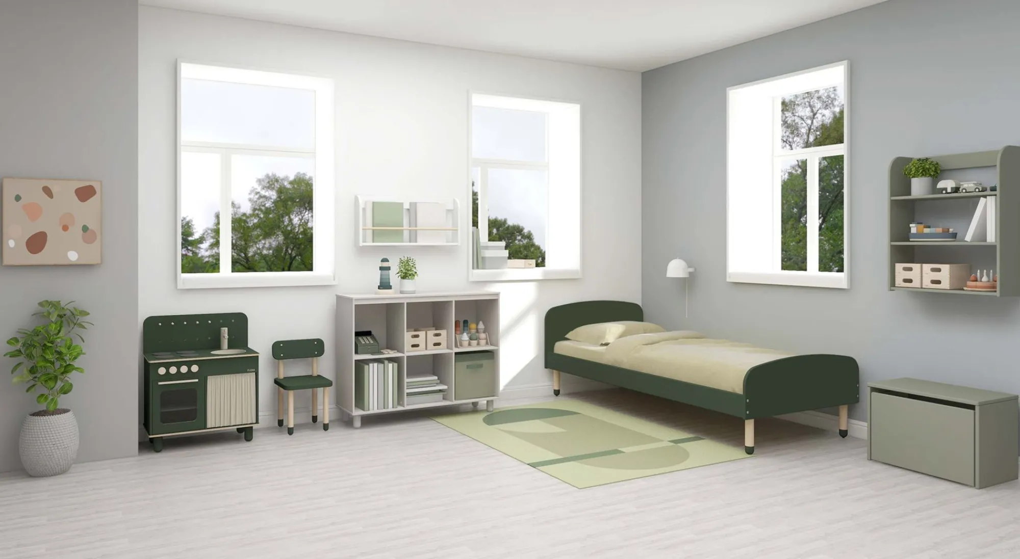 Clearance FLEXA Opbevaringsbaenk Natural Green