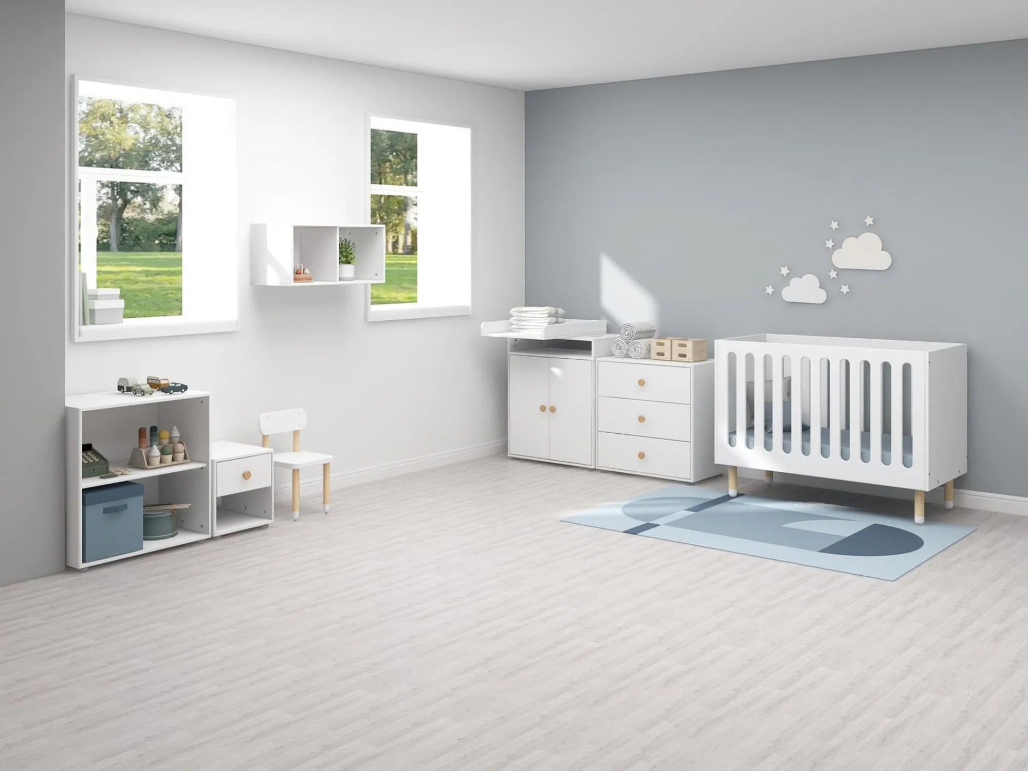 Hot FLEXA Puslebord, 2 Lager White/Oak