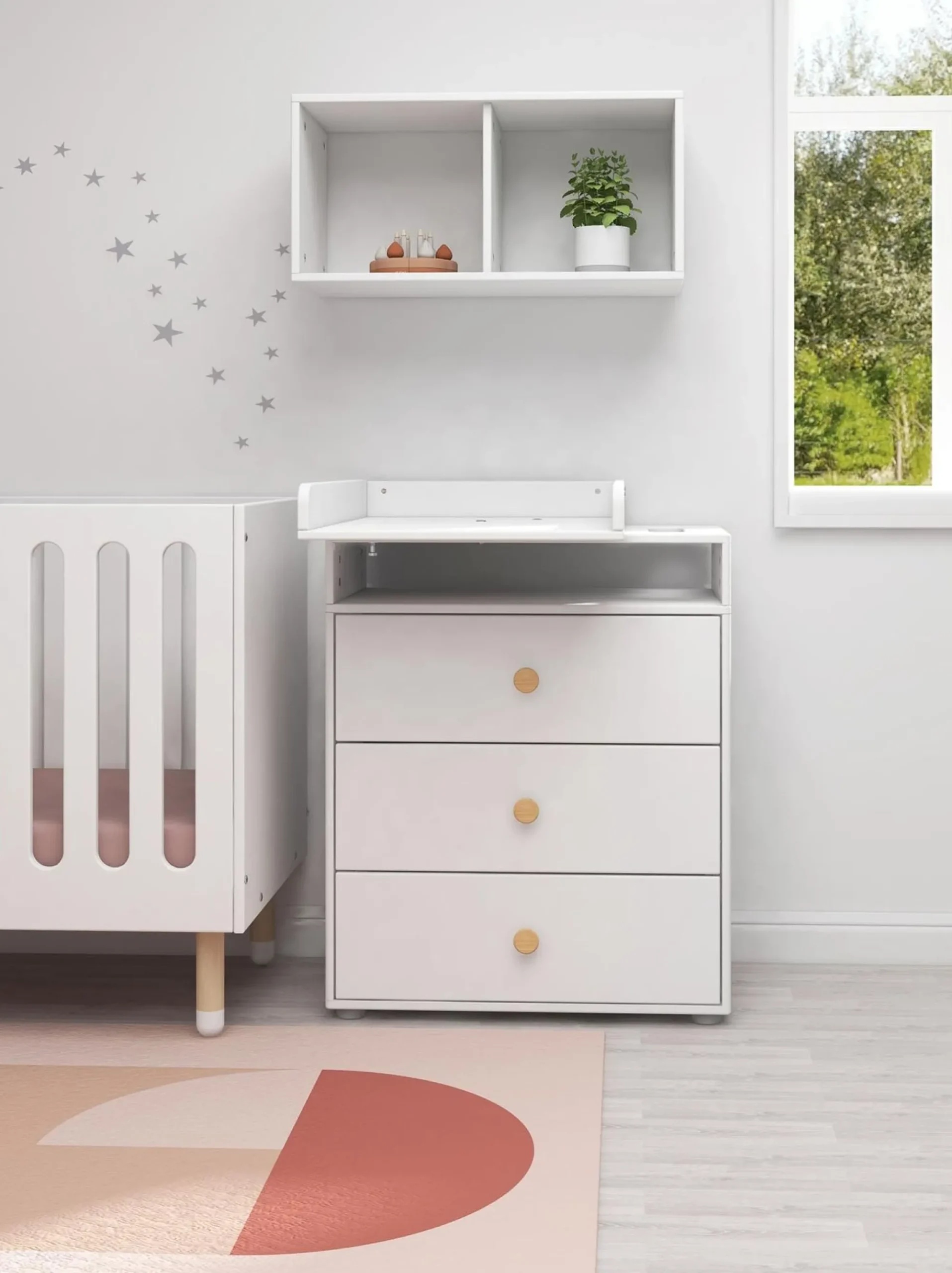 Outlet FLEXA Puslebord, 3 Skuffer White/Oak